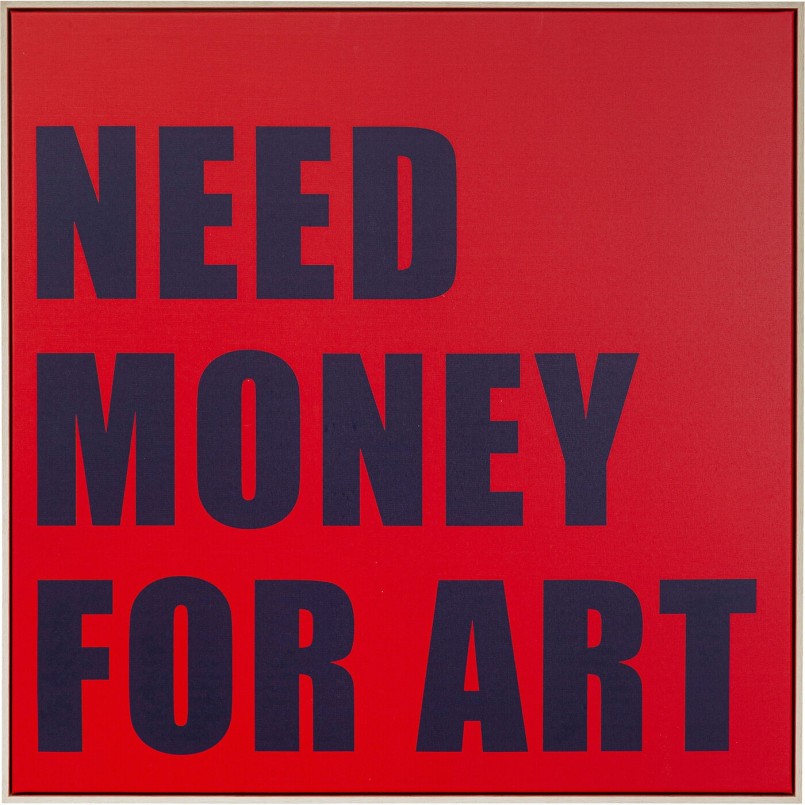 Red and blue square board - Need Money - Kare Design