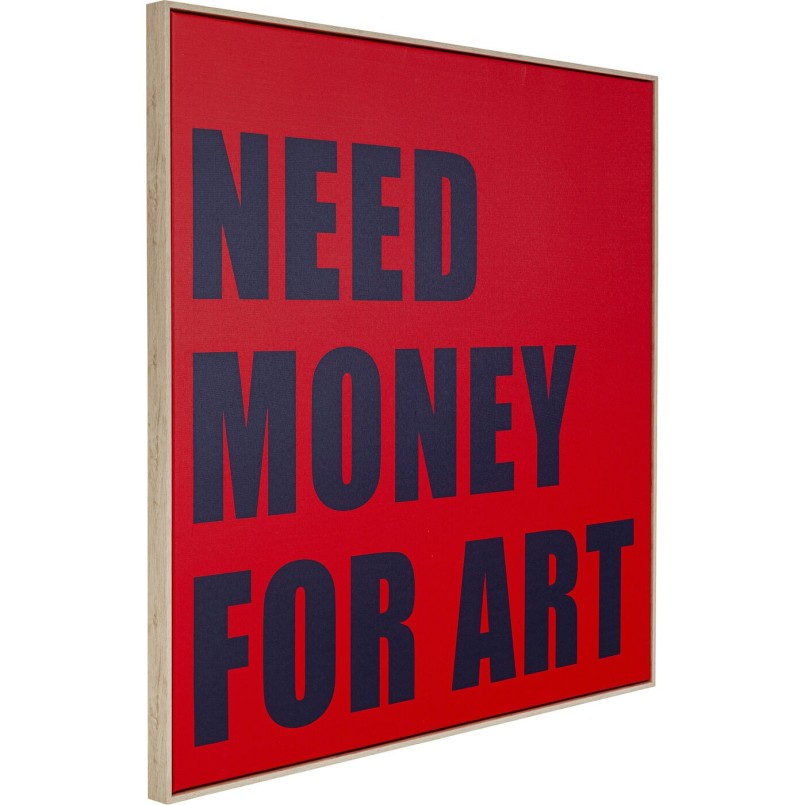 Rood en blauw vierkant bord - Geld nodig - Kare Design