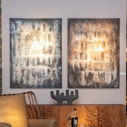 Grijze en blauwe abstracte verf met structuur - Schaduwen - Kare Design