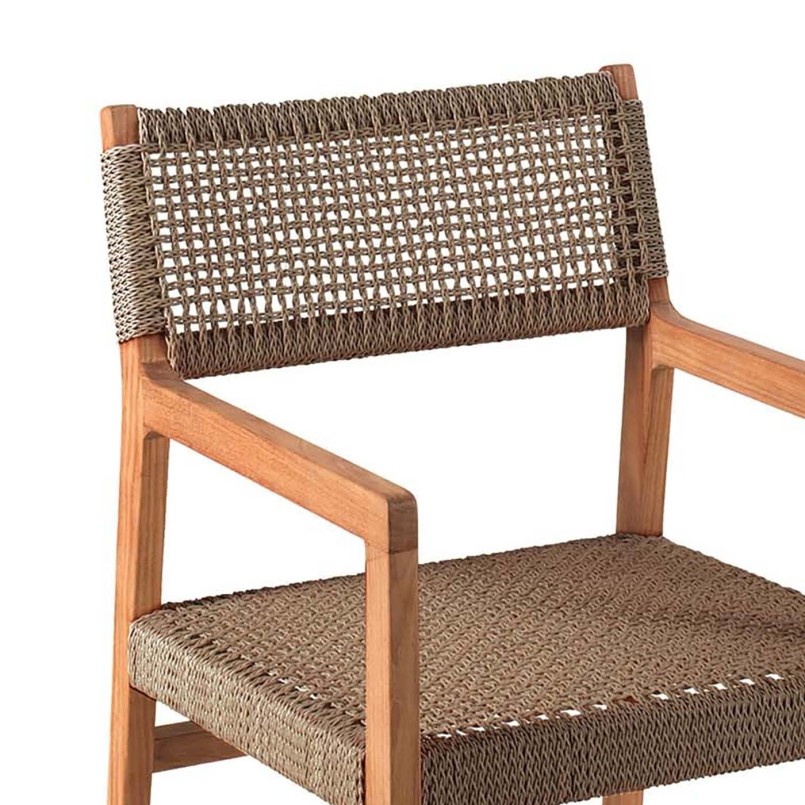 Tuinstoel van teak en bruin touw - Luna - Gescova