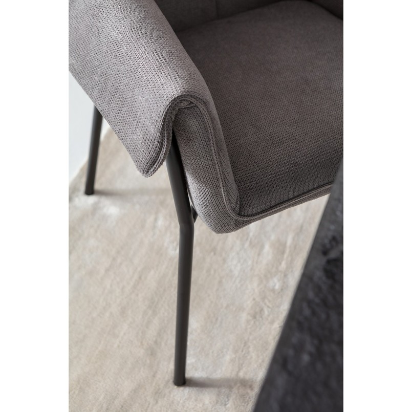 Stoel met armleuningen in grijze geweven stof - Bess - Kare Design
