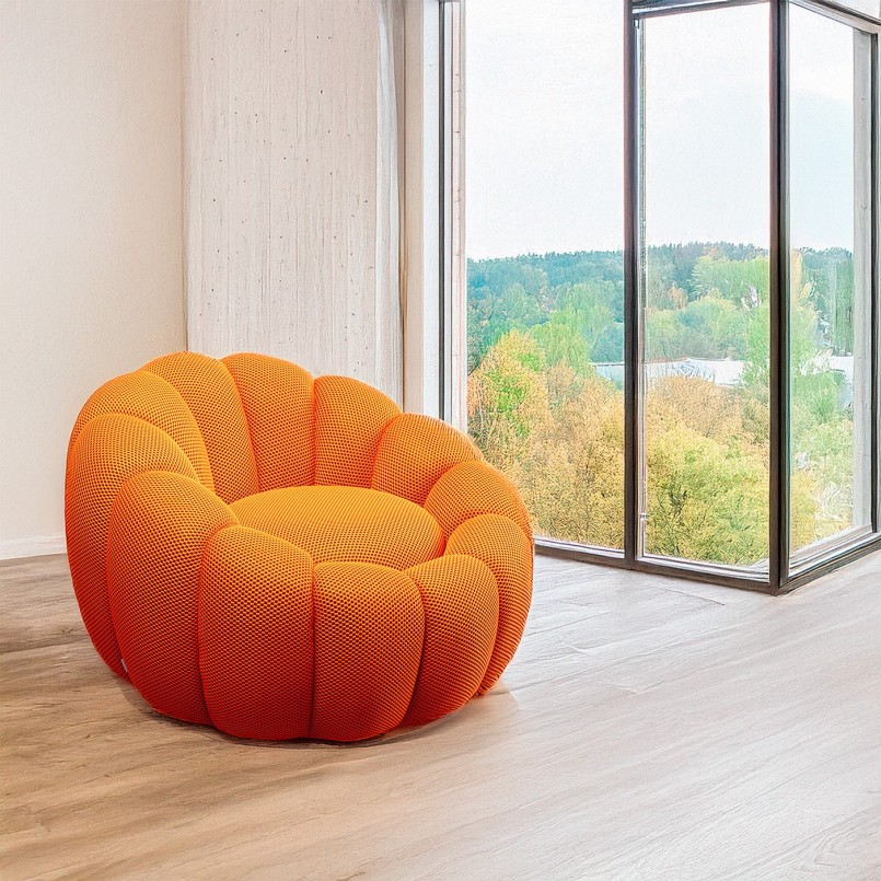 Orange swivel armchair - Peppo Bloom - Kare Design