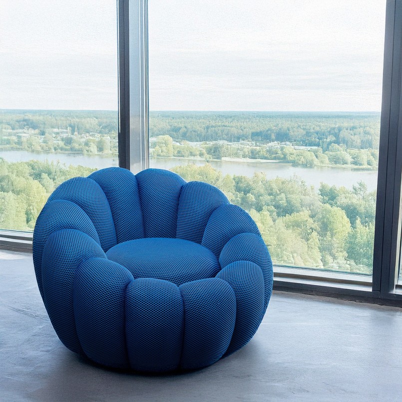 Blue swivel armchair - Peppo Bloom - Kare Design