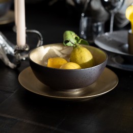 Grey and gold porcelain bowl - Diva - Kare Design