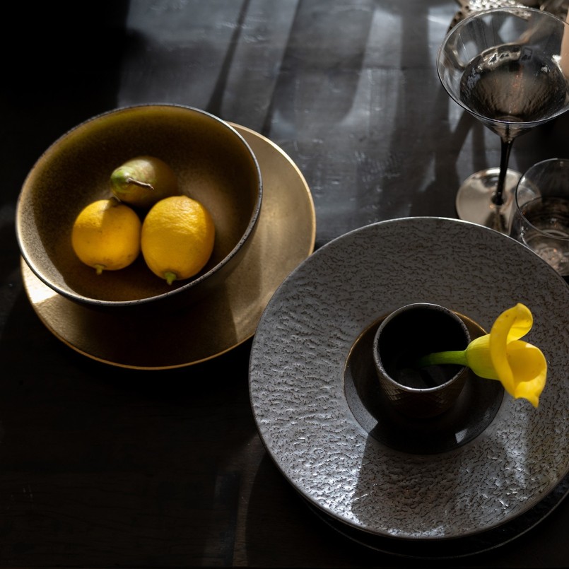 Gold and grey porcelain cups - Diva - Kare Design
