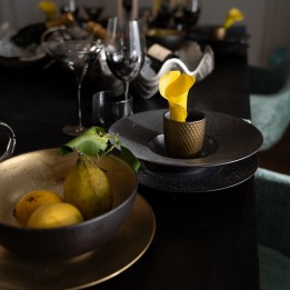 Gold and grey porcelain cups - Diva - Kare Design
