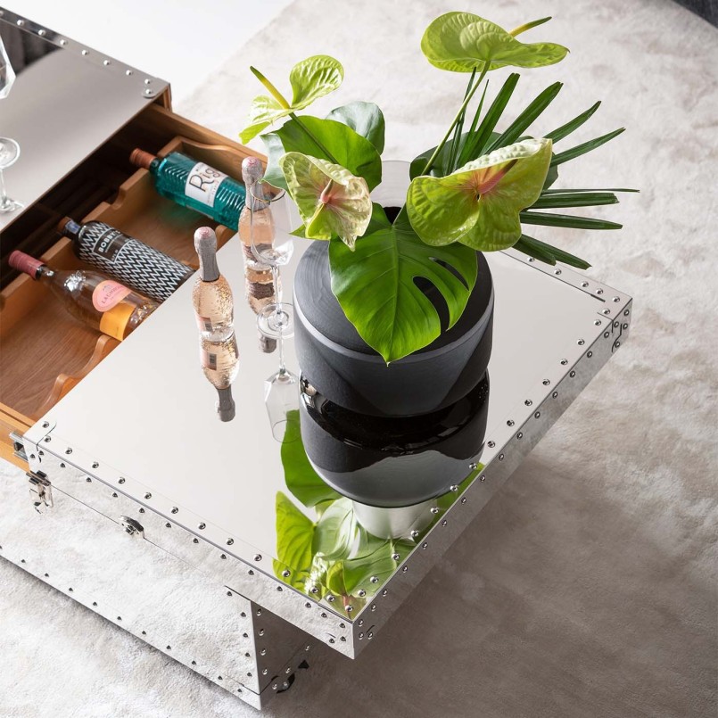 Silver bar table on castors - Vegas - Kare Design