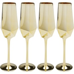 Champagne Glass Diamond gold (4/Set) Kare Design