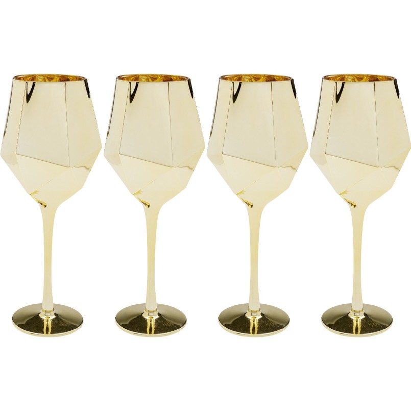 Wijnglazen Diamond goud (4/Set) Kare Design