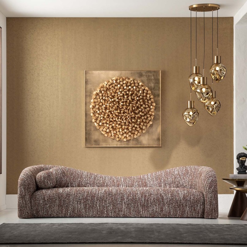Bruine en witte geweven sofa - Livia - Kare Design