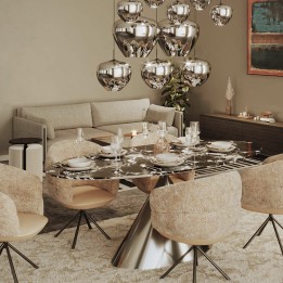 Suspension lamp in smoked glass and black steel - Sphere - Kare Design