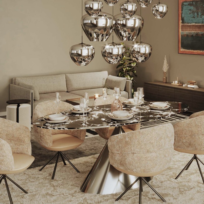 Suspension lamp in smoked glass and black steel - Sphere - Kare Design