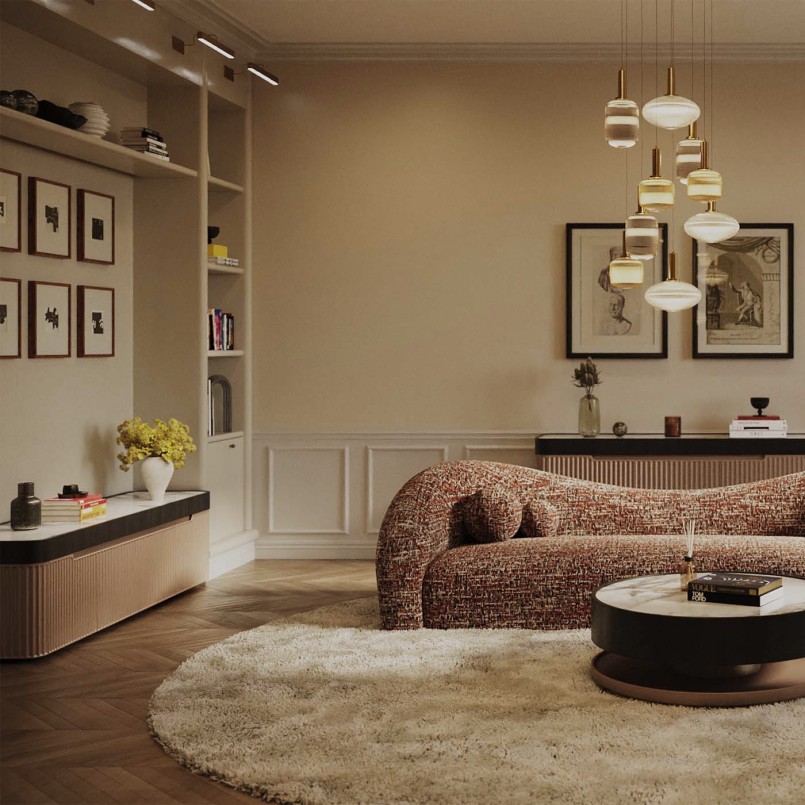 Bruine en witte geweven sofa - Livia - Kare Design