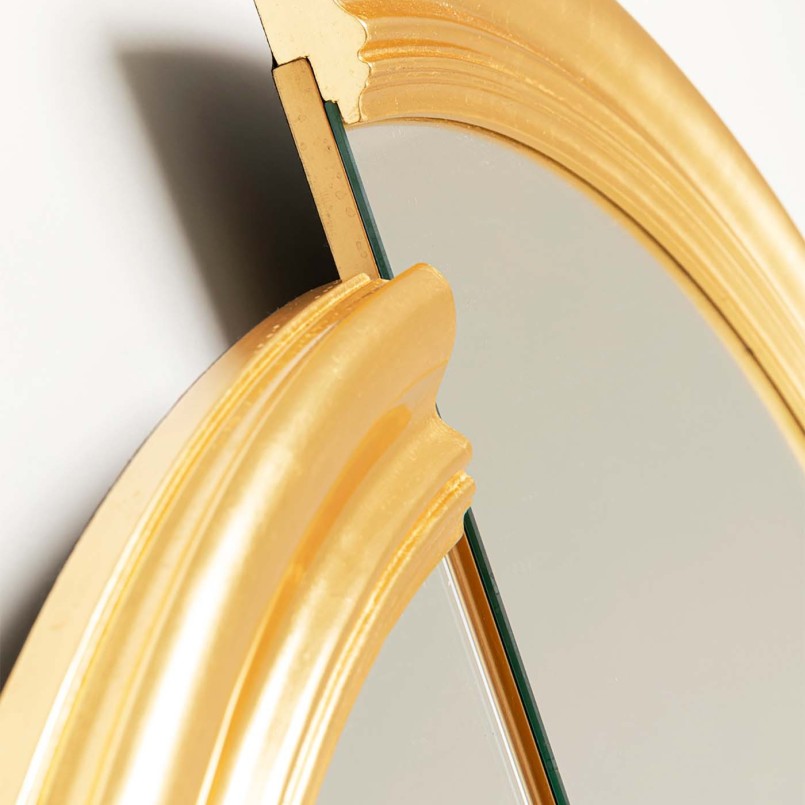 Asymmetrische ronde gouden spiegel - Double Vision - Kare Design