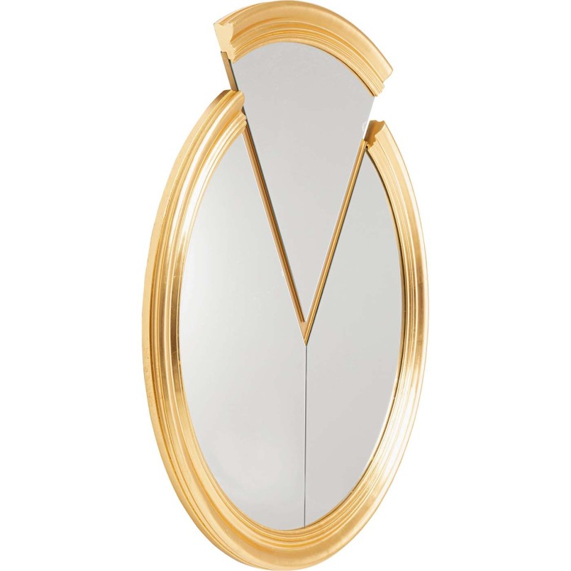 Asymmetrische ronde gouden spiegel - Double Vision - Kare Design