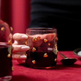Pink water glasses with golden hearts - Party Hearts - Kare Design
