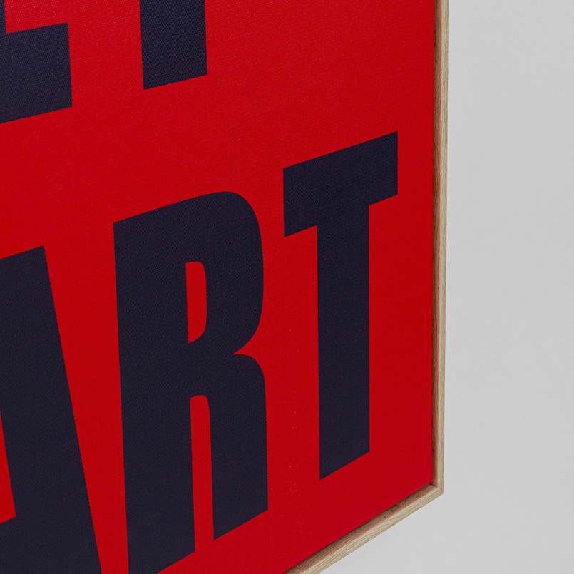 Rood en blauw vierkant bord - Geld nodig - Kare Design