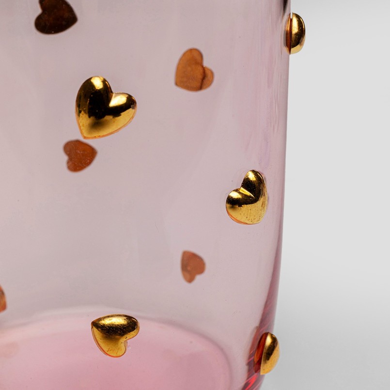 Roze waterglazen met gouden hartjes - Party Hearts - Kare Design