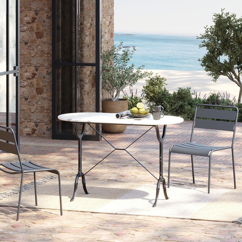 Eettafel van wit marmer en zwart staal - Bistrot - Kare Design