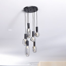 Hanglamp van zilverglas en zwart staal - Romeo - Kare Design