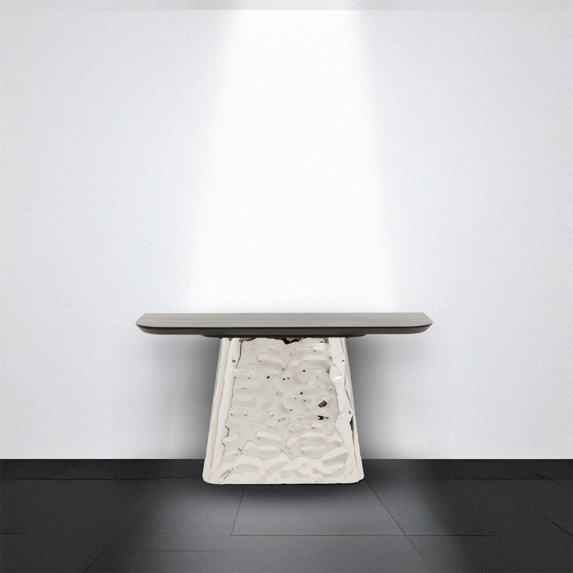 Console met chroom en zwarte structuur - Caldera - Kare Design