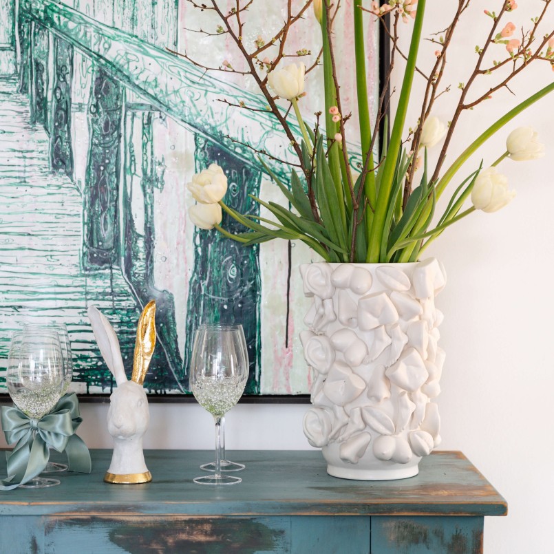 Versiering konijnenkop wit en goud - Kare Design
