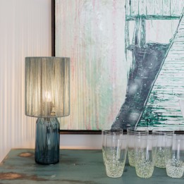Blauwe lamp van glas en stofdraden - Veccio - Kare Design