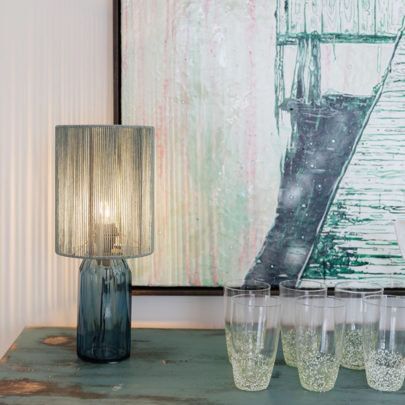 Blauwe lamp van glas en stofdraden - Veccio - Kare Design