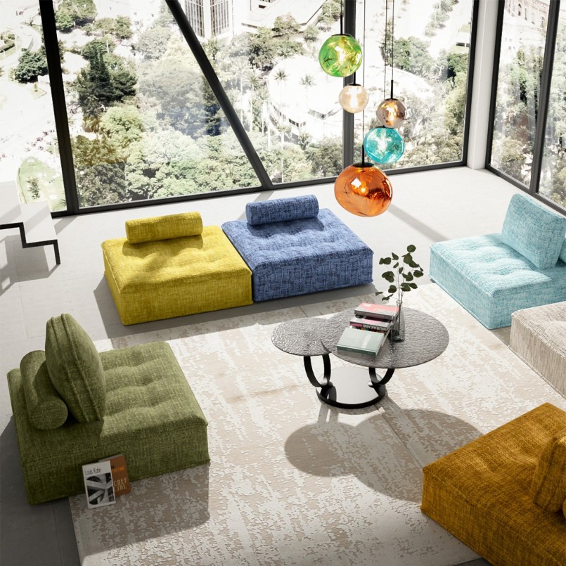 Salontafel van zwart structuurglas - Beverly Bubble - Kare Design
