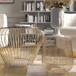 Golden marble side table - Beam - Kare Design