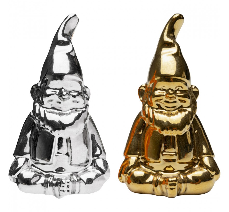 Peper en zoutstel gnoom goud en zilver Kare Design Peper en zoutstel gnoom goud en zilver Kare Design