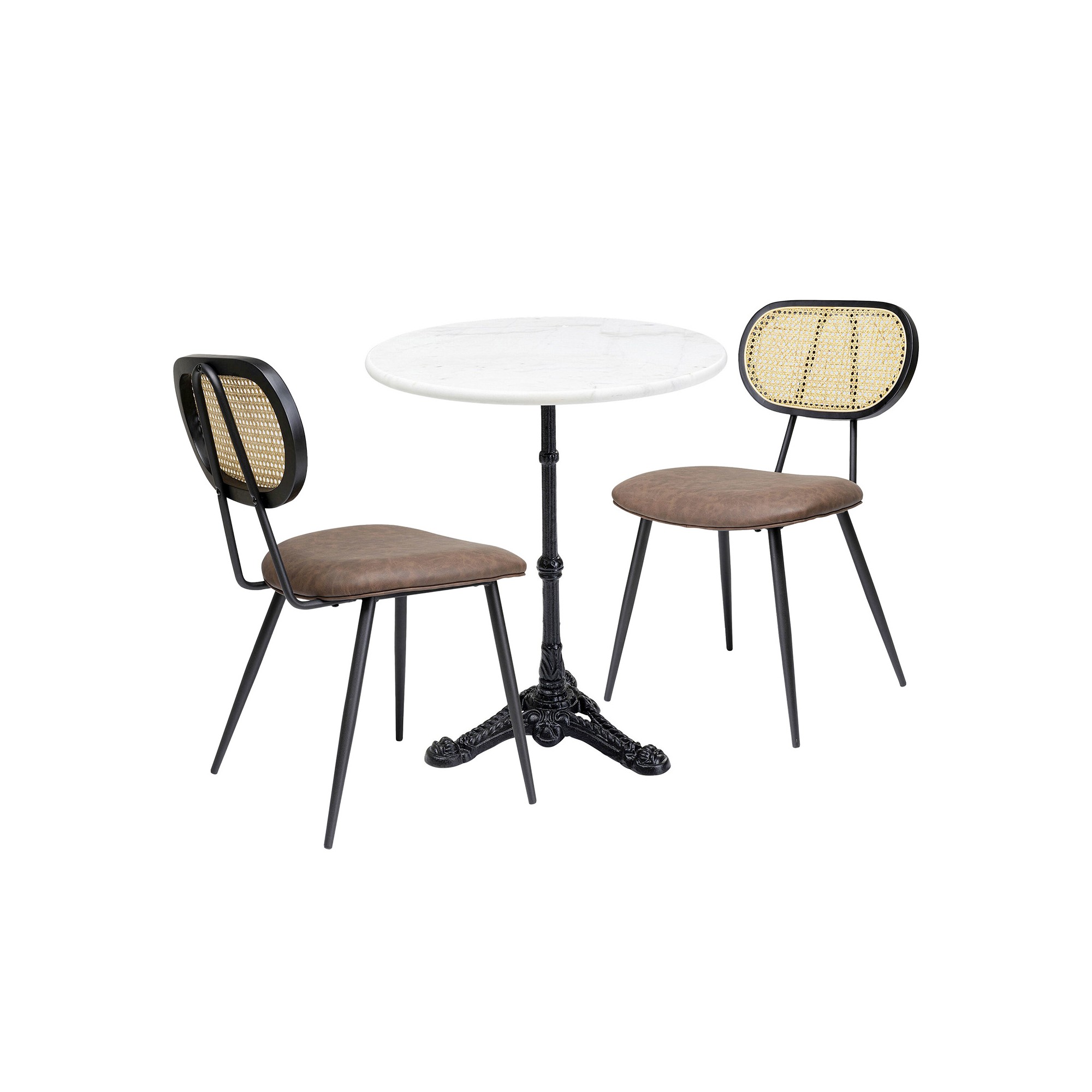 Set tafel en 2 stoelen bruin Bistrot Rosali Kare Design