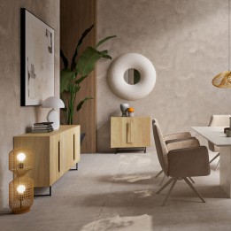Vierkant beige abstract schilderij met structuur - Arty Collage - Kare Design