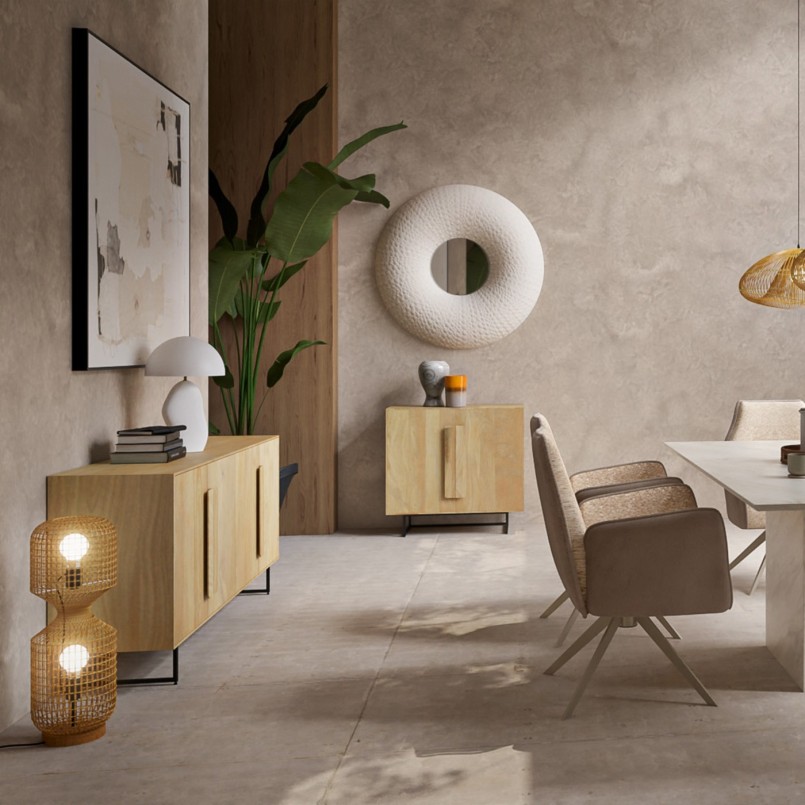 Vierkant beige abstract schilderij met structuur - Arty Collage - Kare Design