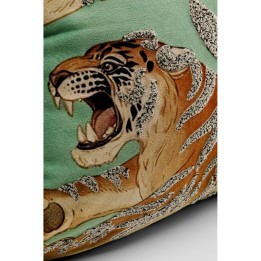 Coussin Tiger Love vert menthe 45x45cm