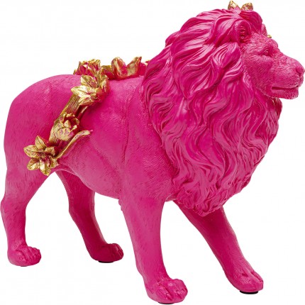 Woonaccessoires bloemen leeuw roze 25cm Kare Design