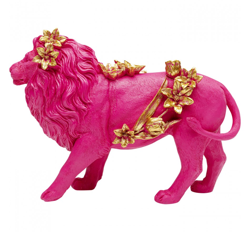 Woonaccessoires bloemen leeuw roze 25cm Kare Design Woonaccessoires bloemen leeuw roze 25cm Kare Design