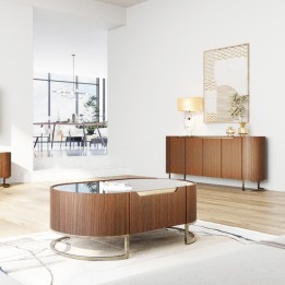 Salontafel met hout- en glaseffect en lade - Giorgio - Kare Design