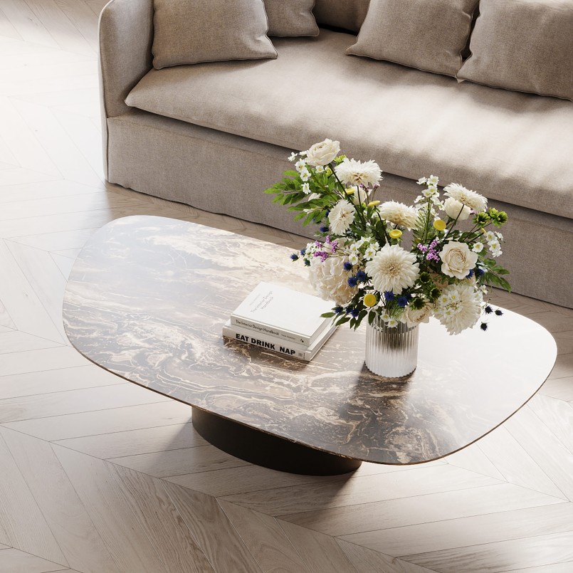 Stoneware and steel coffee table - Paso - Kare Design