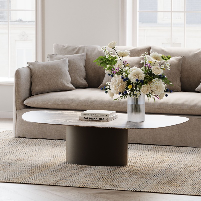 Stoneware and steel coffee table - Paso - Kare Design