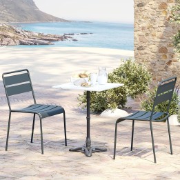 White marble and black steel dining table - Bistrot - Kare Design
