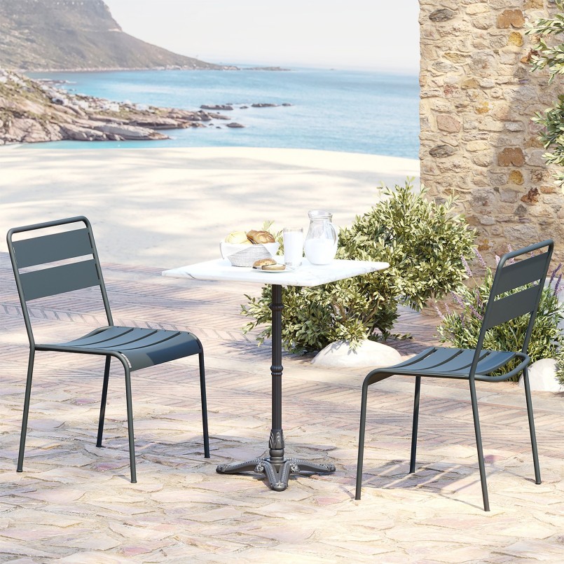 Eettafel van wit marmer en zwart staal - Bistrot - Kare Design