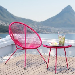 Roze tuinstoel en bijzettafel - Acapulco - Kare Design