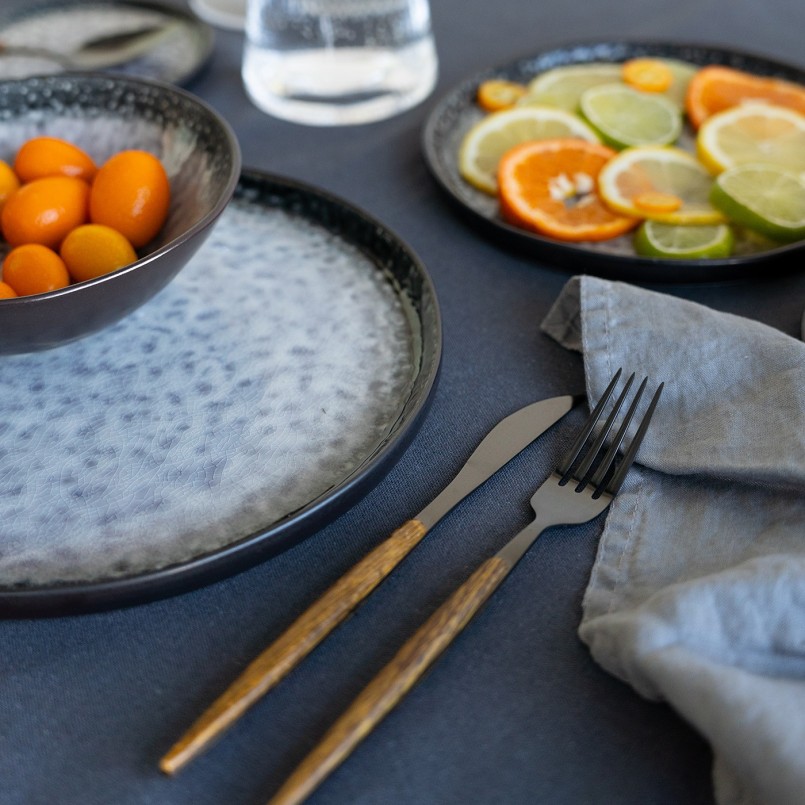 Bestek van zwart staal en imitatiehout - Parijs - Kare Design