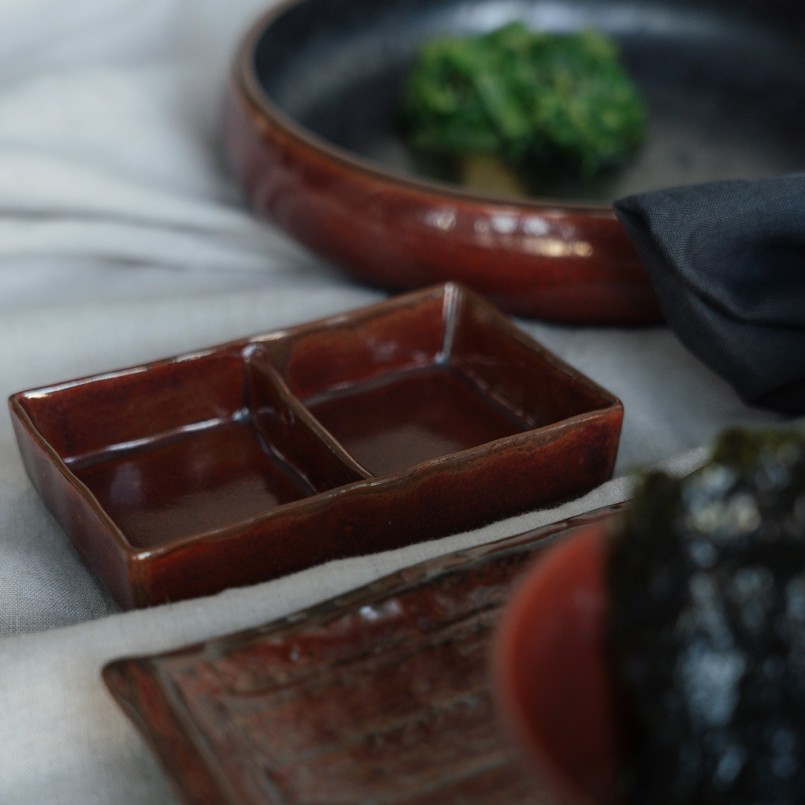 Aziatisch servies in rood en grijs aardewerk - Ari - Kare Design