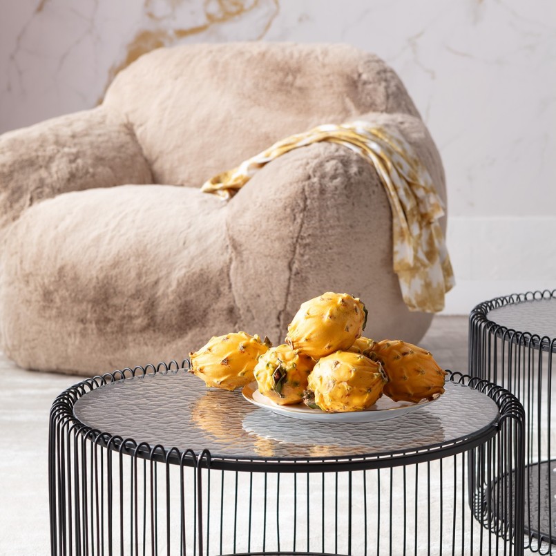 Fauteuil in crème imitatiebont - Mika - Kare Design