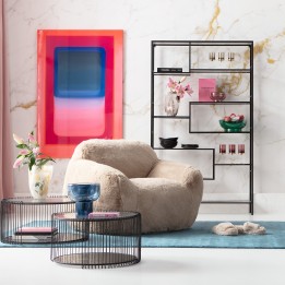 Fauteuil in crème imitatiebont - Mika - Kare Design