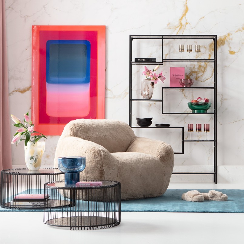 Cream faux fur armchair - Mika - Kare Design