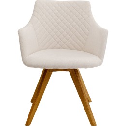 Swivel chair with armrests Coco cream and oak Kare Design