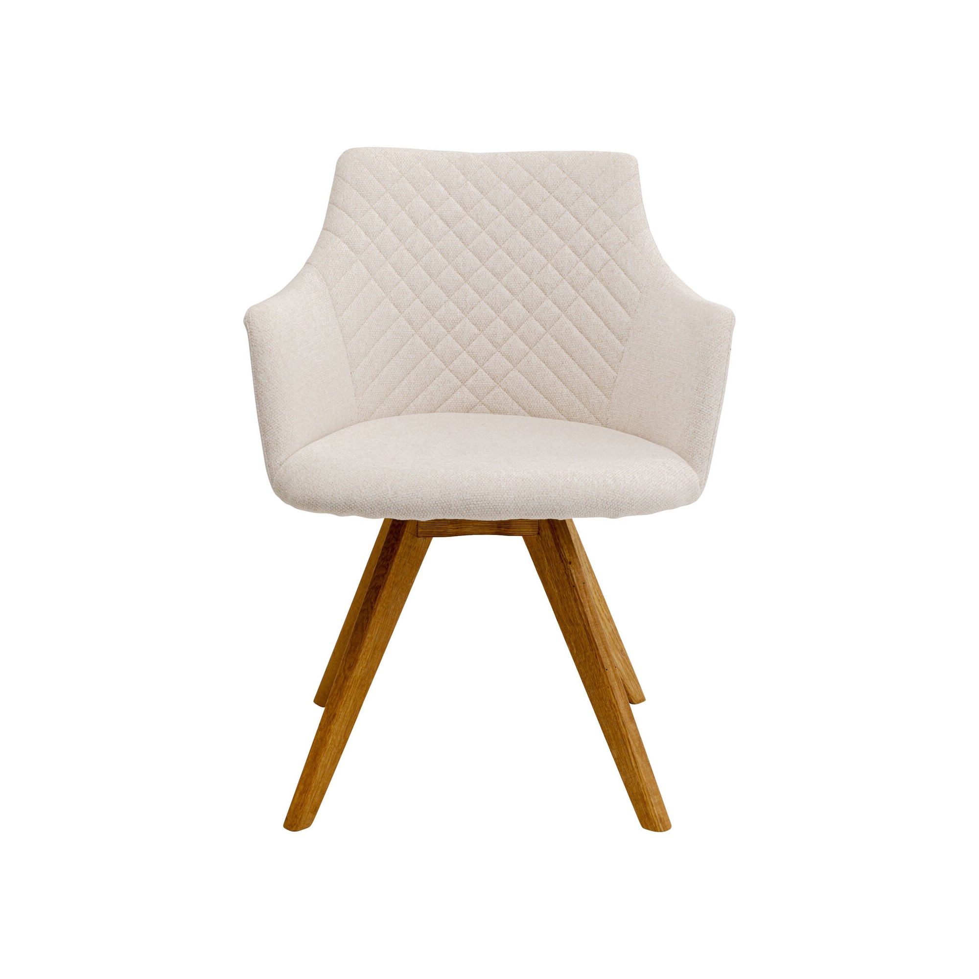 Swivel chair with armrests Coco cream and oak Kare Design